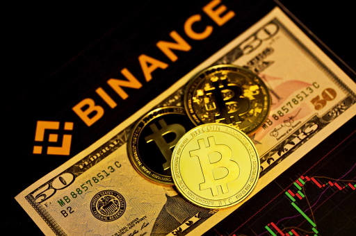 Dollar and Bitcoin on top of the name Binance